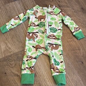 Bamboo Sloth Print Kids One Piece - Green